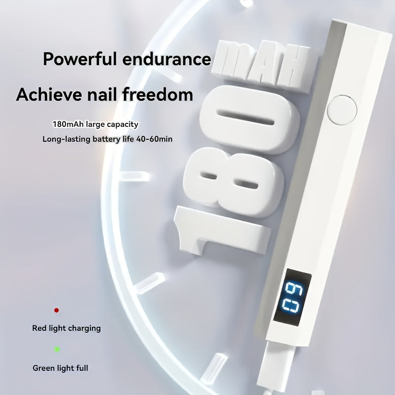 Luz LED para uñas recargable por USB con pantalla digital - Lámpara de curado portátil, batería de litio, control de botones para cuidado de uñas de alta calidad, lámpara LED para manicura.
