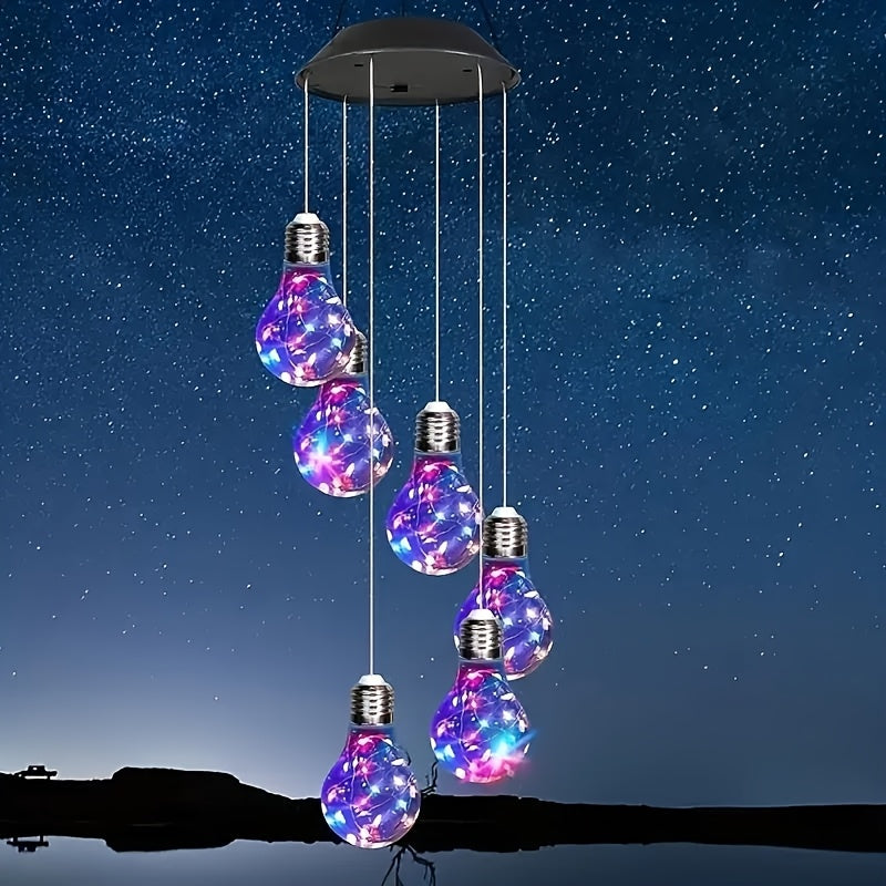 Luces solares LED para exteriores con campanas - Diseño de globo azul y púrpura vibrante, cable de cobre duradero, ideal para decoraciones navideñas en interiores y exteriores, jardín, terraza, fiestas, Acción de Gracias, Navidad, Halloween, Día de San V