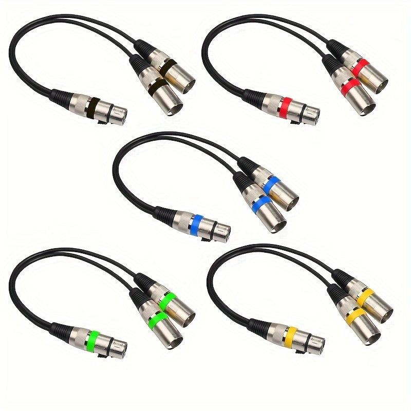 Adaptador de Cable XLR de Aleación de Zinc de 11.81" de 1 a 2 con Tres Núcleos, Cable de Conexión XLR Macho y Hembra, Cable Divisor XLR Adecuado para Consolas de Mezcla, Micrófonos, Altavoces, Amplificadores, Controladores de Luz de Escenario