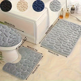 Set de 3 alfombras de baño, suave y absorbente, juego de alfombras de baño de esponja, lavable a máquina, antideslizante, alfombras de baño rectangulares de poliéster, 1,5 cm de grosor, 300 g/㎡, para uso en inodoros y pisos.