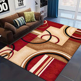 Alfombra cuadrada con diseño de círculos rojos elegante, suave de franela, resistente al desgaste, para decoración de dormitorio y sala