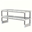Organizador Extensible de 1 Nivel para Debajo del Fregadero - Acero Inoxidable y Plástico, Ajustable y Espacioso para Cocina y Baño, Instalación Fácil con Guía, Idea de Regalo para el Día del Padre, Diseño Moderno y Limpio, Postes Metálicos