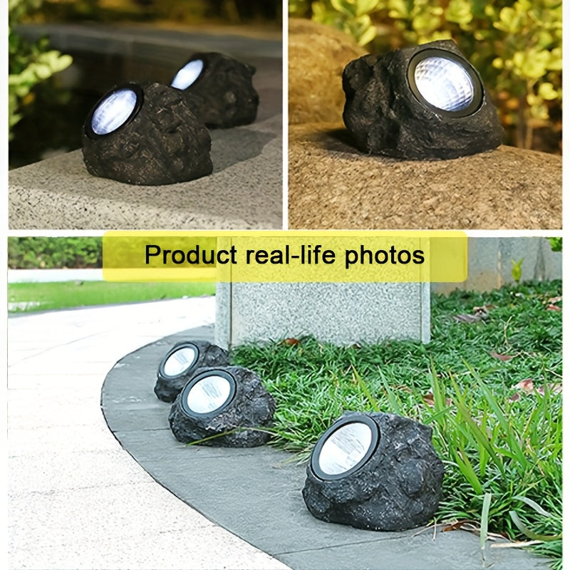 1 lámpara de piedra solar - Luz de paisaje exterior de imitación de piedra con pantalla de vidrio, montaje semienterrado de plástico duradero para jardín, patio, decoración de villa, bodas y celebraciones de cumpleaños, instalación fácil, luces solares p
