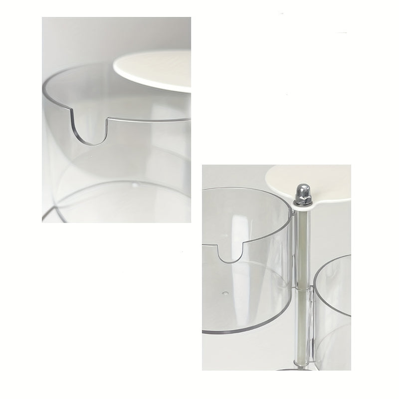 1pc Organizador de Maquillaje Transparente Giratorio - Multicapa, Soporte para Esponjas y Puff de Cosméticos a Prueba de Polvo con Tapa, Ideal para Exhibición de Tocador, Escritorio de Maquillaje