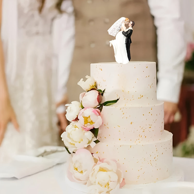 Decoración de pastel de boda elegante - Figura de resina de novia y novio, diseño estereoscópico 3D, perfecto para decoraciones de fiesta de boda, exhibición romántica de mesa, decoración de boda de pareja