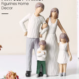1 figura de resina pintada a mano, familia de 4 en tonos cálidos, estilo contemporáneo, ideal para decoración del hogar y regalos en ocasiones especiales, perfecta para estante, escritorio, sala, dormitorio, decoración y accesorios para el hogar