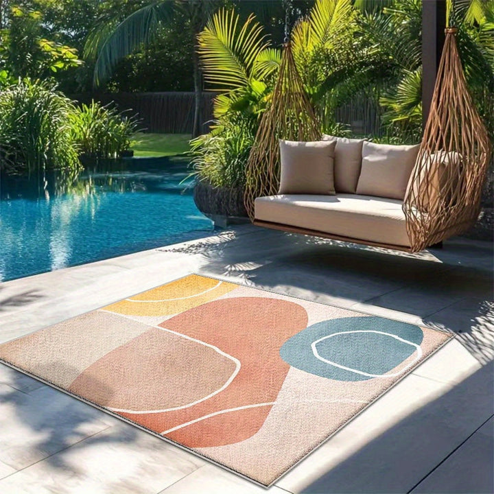 Alfombra de Exterior Ultra Suave y Antideslizante con Estilo Francés en Tono Crema, 853g/m², Decoración Elegante para Camping o Restaurantes - Adecuada para Playroom Floral, Lavable a Máquina