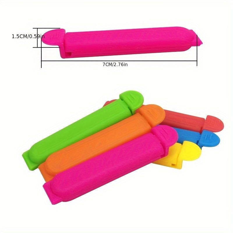 50 piezas de pinzas de plástico PP duraderas de 7.01 cm para bolsas de alimentos, selladores de frescura, multicolor, para snacks y cocina, a prueba de humedad y fáciles de usar, pinzas para bolsas de comida