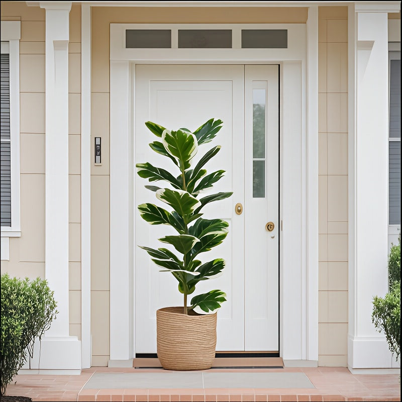 1 planta artificial de estilo europeo para exterior, maceta de lujo con 23 hojas grandes blancas y verdes, ideal para interior/exterior, árbol falso para todas las estaciones - sin incluir maceta