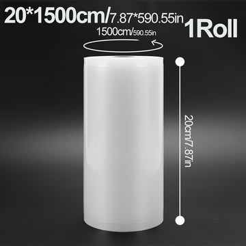 1 Rollo de Bolsas para Almacenamiento de Vacío - Opciones 20cm×10m o (20/25/30cm)×15m - Plástico Grueso de Calidad Comercial para Congelación, Sous Vide y Preparación de Comidas, Sellado Hermético, Libre de BPA y Resistente, Compatible con Todas las Sela