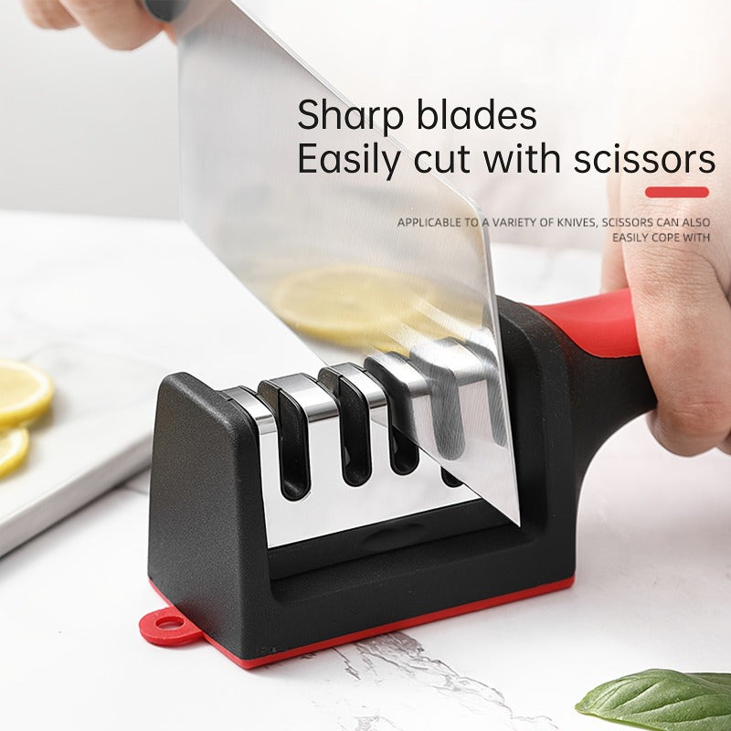 1pc Piedra de afilar de alta eficiencia profesional de 4 niveles, material ABS y cerámico, afilador de cuchillos rápido, con agarre antideslizante, adecuado para todo tipo de cuchillos, tijeras, suministros de cocina, es un gran regalo para Acción de Gra