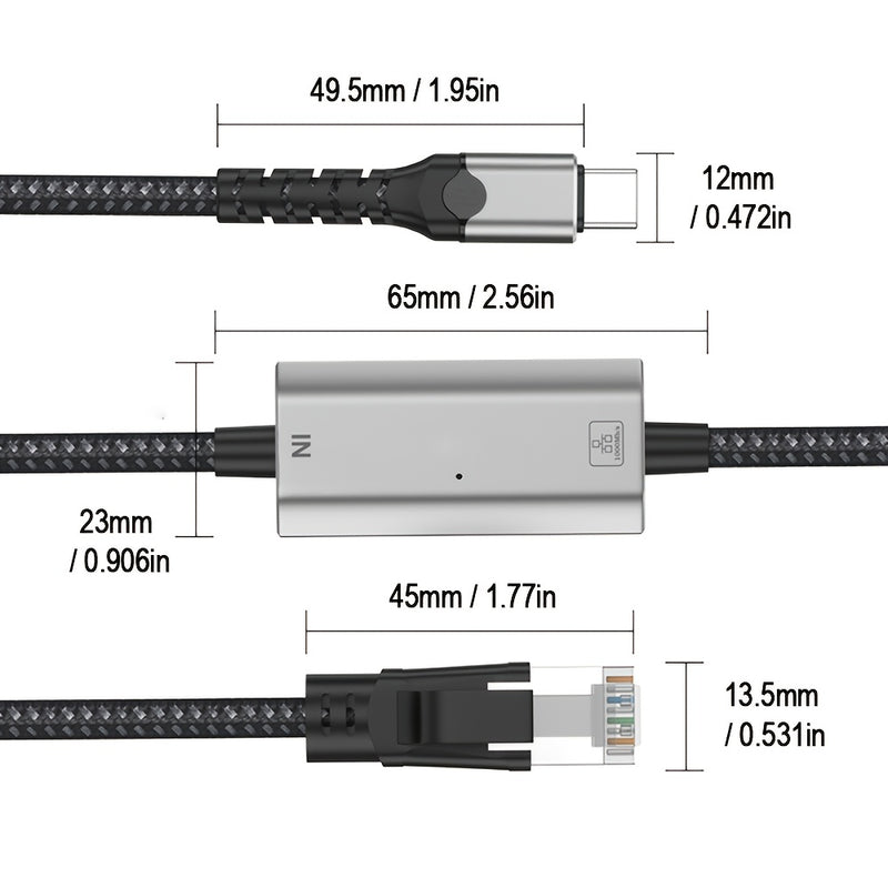 Adaptador de Cable RJ45 a USB para Hombre, Adaptador de Tipo C a USB Gigabit para Tarjeta de Red 2 en 1 para Switch iPhone 15 16 Pro Macbook Air Pro Laptop iPad Pad Teléfono y Xbox PS5
