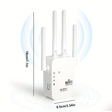 Amplificador de WiFi, repetidor de rango de WiFi, cableado a inalámbrico WiFi, admite múltiples dispositivos, fácil configuración, 4 antenas para cobertura amplia, puerto Ethernet compatible, tablero de circuitos mejorado, más duradero, adecuado para uso