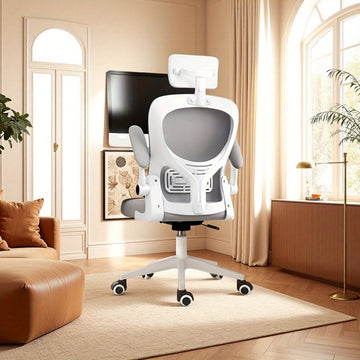 Silla ejecutiva para hogar y oficina con marco ajustable, inclinación manual, malla cómoda y transpirable, sin cojín, base giratoria de 360° con 5 ruedas disponibles en 3 colores.