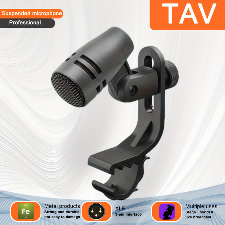 Micrófono dinámico de rueda profesional TAVOSOP con soporte de brazo con clip, alimentado por USB, con conector XLR, para guitarra, podcast, batería y grabación de actuaciones en vivo.