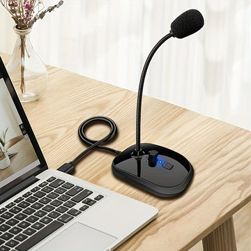 Microfono de cuello de cisne para escritorio, enchufar y listo, compatible con computadoras portátiles y PC, ideal para transmisiones en vivo, cantar, juegos, chats, videollamadas, actuaciones en fiestas y micrófonos de estudio para discursos