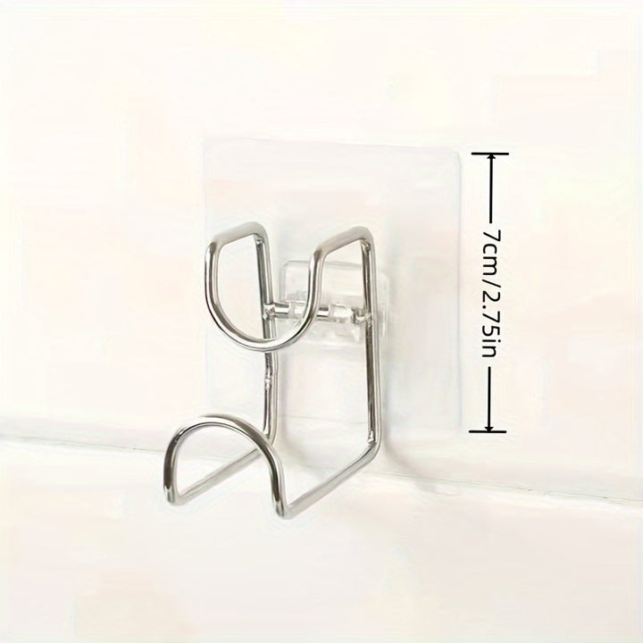 1pc Soporte de Lavabo Metálico Montado en la Pared Moderno, Estilo Casual Sin Taladro, Estante de Almacenamiento con Ganchos de Acero Inoxidable de Fácil Instalación para Organización de Baño, Organizadores y Almacenamiento de Baño, Ganchos de Utilidad