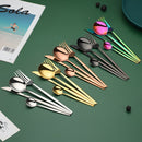 Juego de Vajilla Portuguesa Fina de Acero Inoxidable de 16 Piezas, Set de 4 Piezas: Cuchillo para Bistec, Tenedor, Cuchara, Cuchillo, Tenedor, Cuchara para Hotel y Restaurante