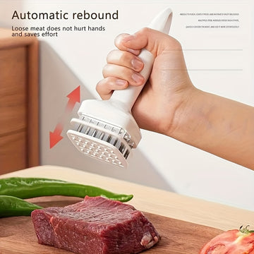 Ablandador de carne de acero inoxidable con 24 cuchillas de aguja - Herramienta de cocina de metal para carne de res, pavo, bistec, cerdo - Martillo ablandador duradero para artículos esenciales de cocina