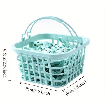 30pcs Pinzas de Plástico Duraderas con Cestas Independientes - Clips Portátiles para Secar Ropa y Sábanas para el Hogar y Esenciales de Viaje, Secadora de Ropa, Estantes de Secado