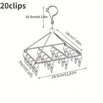 Gancho para ropa de acero inoxidable Ever Blooming con pinzas - Diseño duradero, resistente al viento y con seguro para uso en interiores/exteriores, organizador de ropa y calcetines, organizador de lavandería | Gancho para ropa moderno | Construcción du
