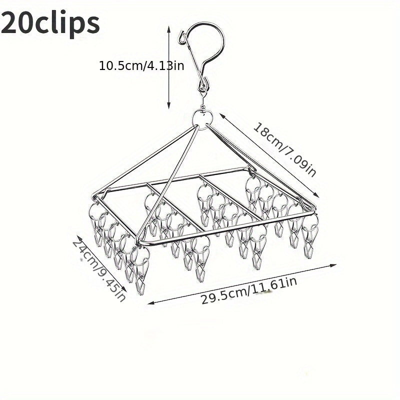 Gancho para ropa de acero inoxidable Ever Blooming con pinzas - Diseño duradero, resistente al viento y con seguro para uso en interiores/exteriores, organizador de ropa y calcetines, organizador de lavandería | Gancho para ropa moderno | Construcción du