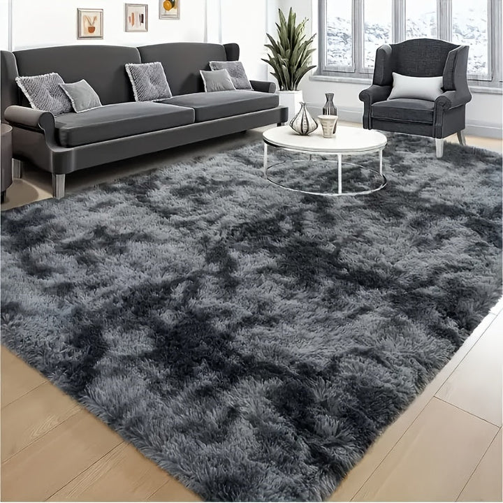 1pc Alfombra de Área Rectangular de Peluche - Suave y Esponjosa 100% Poliéster, Antideslizante Lavable a Mano Gris Claro Diseño Neutro para Sala de Estar, Dormitorio, Oficina - Decoración Duradera Fácil de Limpiar para el Hogar, Decoración de Suelos de O