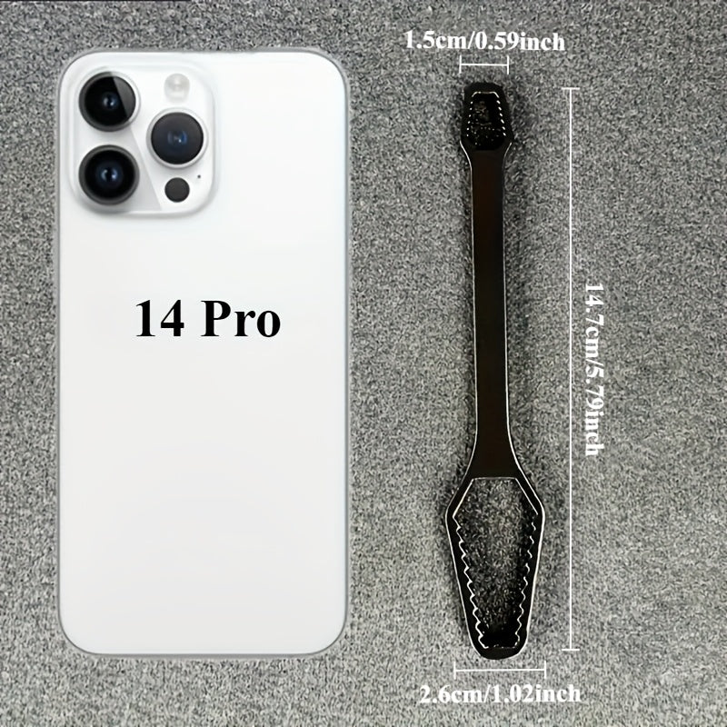 1pc Llave Torx Negra Multiusos de 5mm de Grosor, Llave Doble Ajustable de Autoajuste, Tamaño de Boca de Llave 3-17mm, Herramienta Manual Portátil para Automoción y Uso Doméstico