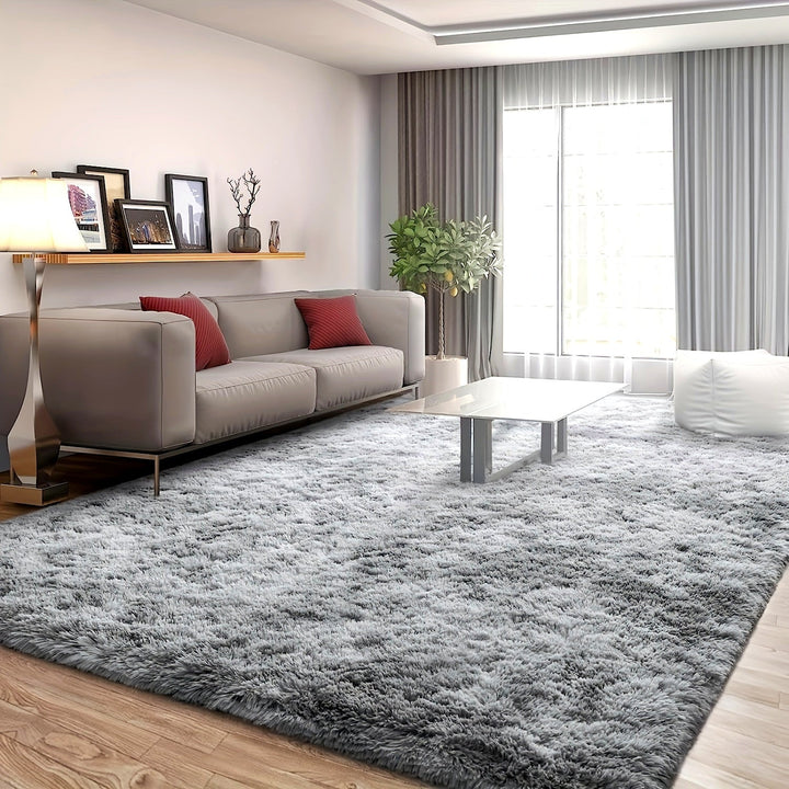 1pc Alfombra de peluche teñida de punto, Alfombra de lujo moderna, absorbente de agua, antideslizante, adecuada para salas de estar y dormitorios, decoración para el hogar, limpieza en seco