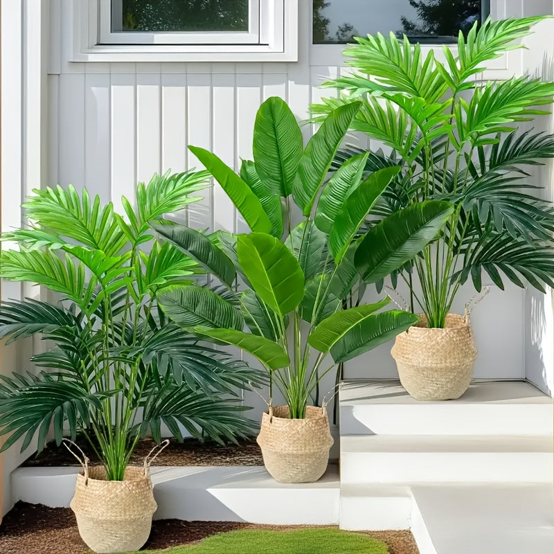 3 Árboles de Planta Simulados Verdes Combinables - Resistente a los Rayos UV, 36 Hojas por Juego para Decoración del Hogar y Oficina, Escenas de Compromiso y Boda, Sin Contenedor