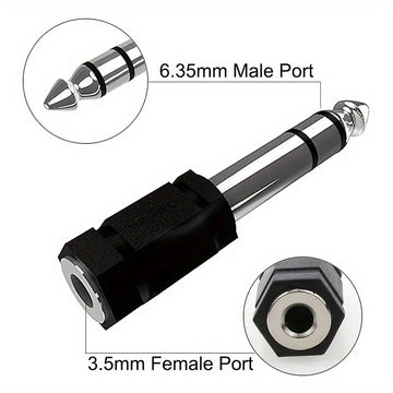 Conector Adaptador de Audio para Auriculares 2 piezas de Hembra 3.5mm a Macho 6.35mm para Piano Digital, Teclado, Micrófono Estéreo y Cable AUX