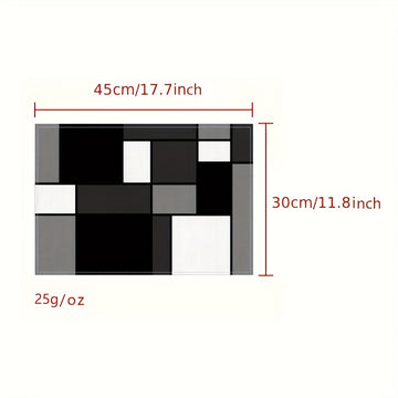 Juego de 2 a 6 piezas, individuales de poliéster en negro, blanco y gris, diseño geométrico, lavable a máquina, rectangular, ideal para comedor, bodas y decoración navideña