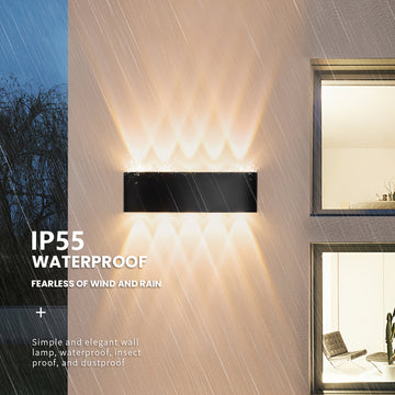 Linterna de Pared LED Moderna IP55 Impermeable ABS 85-265V Fácil Instalación, Luz de Pared Arriba y Abajo para Salas Dormitorios Pasillos Escaleras Cocinas Baños Restaurantes Porches