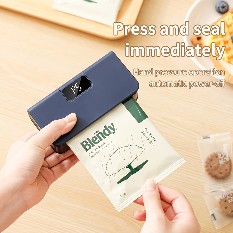 1 máquina de sellado portátil recargable USB, 100-300 usos por carga, 6 modos ajustables, para snacks, dulces, almacenamiento de alimentos plásticos, viajes y uso doméstico.