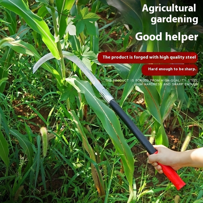 Guadaña plegable con hoja dentada de acero al carbono y mango de plástico negro ergonómico - Herramienta manual de mano para jardinería, camping, paisajismo, uso al aire libre, herramienta de jardín, mango resistente, filo cortante afilado