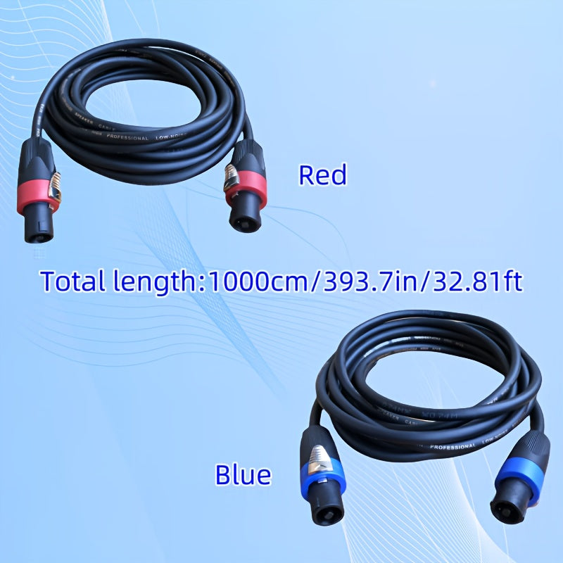 1000cm Cable de Audio Profesional con Conector Port, Incluye Connectores Speakon Macho Azul/Rojo, Adecuado para Configuraciones Sonoras Profesionales como Estudios, Actuaciones en Vivo, Celebraciones, Conciertos, etc. 1000cm/32.81ft/393.7in
