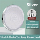 1pc Cabezal de Ducha Circular con 6 Modos de Rociado, Diseño Colgante Ajustable, Plástico Duradero y Ahorrador de Agua para Baños Modernos
