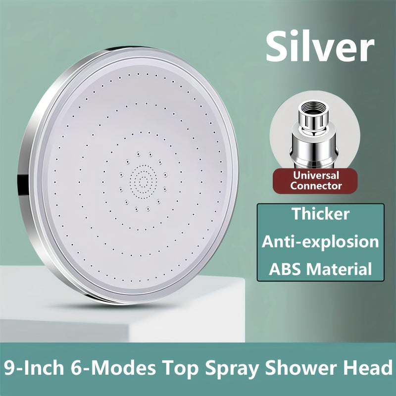 1pc Cabezal de Ducha Circular con 6 Modos de Rociado, Diseño Colgante Ajustable, Plástico Duradero y Ahorrador de Agua para Baños Modernos