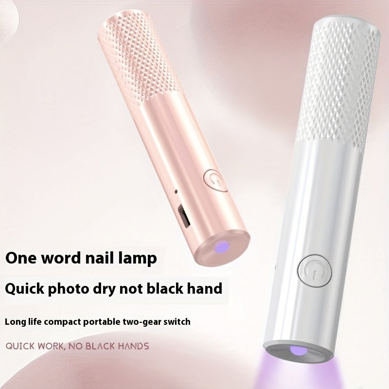 Lámpara de uñas LED portátil - Secador de gel de polichroma de secado rápido, luz de manicura recargable por USB, iluminador de dedos y dedos de mano, regalo de San Valentín, cuerpo cilíndrico de larga duración, concha de plástico duradera, herramienta l