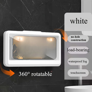 Soporte para teléfono en la ducha, resistente al agua, 360° giratorio, pantalla táctil, antiempañante, fácil de instalar con ventosa desmontable, ángulo ajustable, material ABS - ideal para baño, soporte para teléfono resistente al agua, diseño duradero