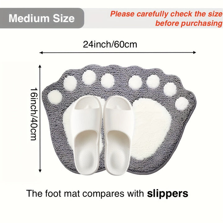 1pc Alfombra de baño suave y esponjosa con diseño de pata, alfombra de cocina absorbente y de secado rápido, alfombra antideslizante y súper suave para la entrada, para baño, dormitorio, cocina, sala de estar, ideal para el baño, decoración del hogar