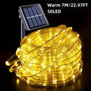1 unidad de luces solares OKAL RED EAST para exteriores, 6.71/11.89/21.95 metros, 50/100/200 LED, control por botón con 8 modos, decoración para Navidad, Halloween, bodas y fiestas, luces para patio, porche, piscina y árboles, luces colgantes solares par