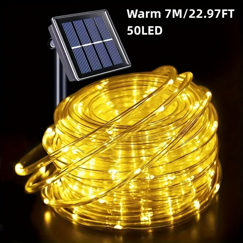 1 unidad de luces solares OKAL RED EAST para exteriores, 6.71/11.89/21.95 metros, 50/100/200 LED, control por botón con 8 modos, decoración para Navidad, Halloween, bodas y fiestas, luces para patio, porche, piscina y árboles, luces colgantes solares par