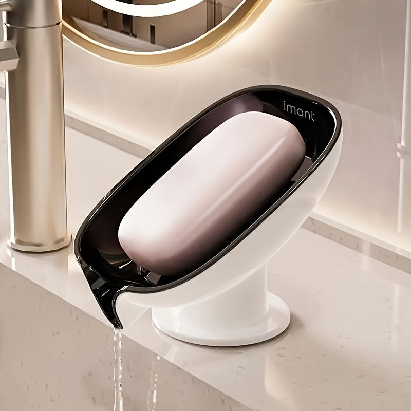 1 Jabonera Ovalada Elegante, Hecha de Plástico Duradero, Accesorio de Baño con Autodesagüe, No Requiere Carga, Diseño Moderno, Adecuado para Decoración del Hogar.