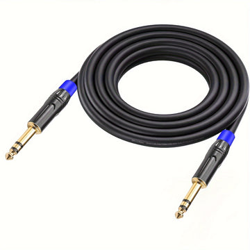 Cable de Audio TRS de Alta Resistencia de 1/4" a 1/4" - Conector Macho a Macho, Jack Estéreo, Interconexión Balanceada para Guitarra Eléctrica, Bajo, Mandolina | Conectores Chapados en Oro, Blindaje de Alta Densidad
