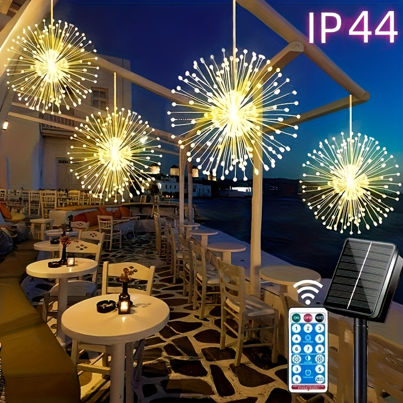 Juego de 4 luces colgantes solares con efecto de fuegos artificiales