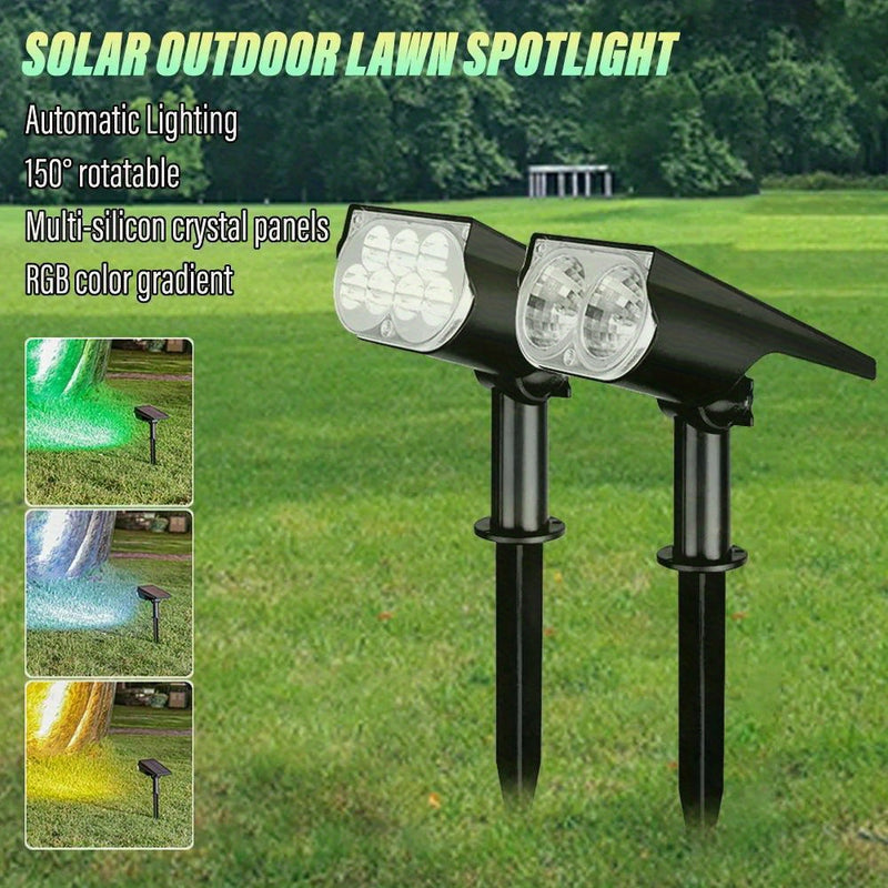 2 Piezas de Luces Solares LED Duales con Cambio de Color, Focos para Jardín, Pared y Senderos con Enchufe Solar