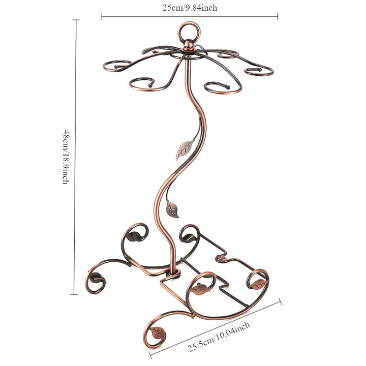 1pc Estante de Vino al Estilo Francés Vintage con Soporte para Copas - Elegante Exhibidor de Hierro para Encimera de Cocina y Comedor
