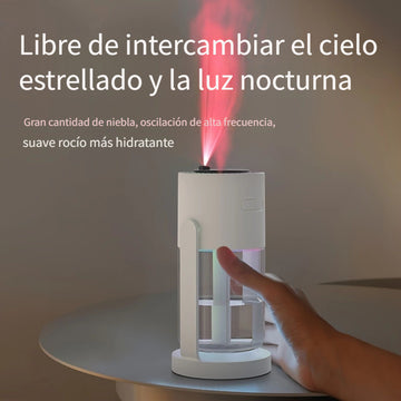Humidificador de aromaterapia ultrasónico alimentado por USB, 280mL, portátil y silencioso, proyector de cielo estrellado en la parte superior, patrones de spray dobles, tamaño pequeño para hogar, oficina, viajes - 1pc