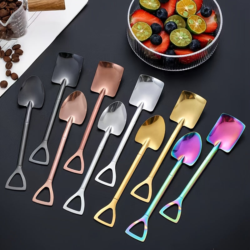 10 cucharas de helado de acero inoxidable - Perfectas para postres, té, café y más - Diseño de pala creativo para uso en casa, cocina y restaurantes